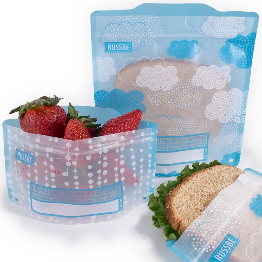 Set of 4 Russbe Reusable Snack and Sandwich Bags Clouds