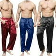 thumbnail image 4 of Caitzr Mens Silk Satin Pajamas Pyjamas Pants for Men Sleep Bottoms Nightwear Sleepwear Trousers, 4 of 5