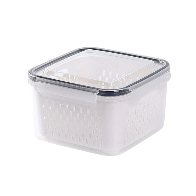 Plastic Storage Bins with Lids Large Size Fruit Vegetable Storage Containers for Fridge Draining Fresh Containers 3 in 1 Produce Storage Containers Large Organizer Bins with Lid & Colander