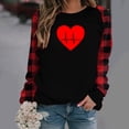 thumbnail image 1 of Meichang Hauts de la Saint-Valentin pour Femmes Imprimé Cœur Tee Manches Longues Raglan Col Rond Coupe Ample Sortie Sweat-Shirt Cœur, 1 of 5