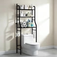 thumbnail image 2 of 3-Tier Over the Toilet Storage Shelf with Adjustable Foot Pads, Anti-Tilt Metal Bathroom Organizer with Paper Holder & 4 Hooks, No Drill Space Saving Toilet Rack, 2 of 7