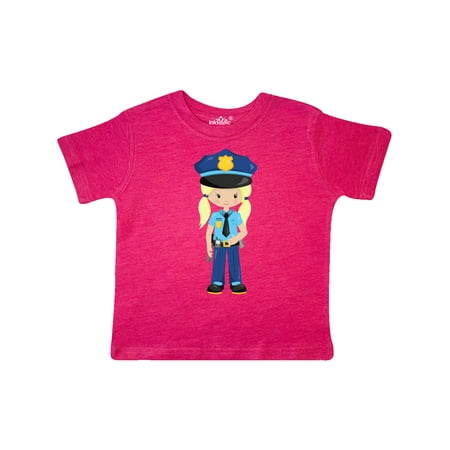 

Inktastic Cute Girl Police Girl Blonde Hair Police Uniform Gift Toddler Toddler Girl T-Shirt