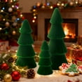thumbnail image 6 of Ayieyill 3pcs Tabletop Christmas Tree Velvet Woven Resin Christmas Trees for Christmas Decor Indoor, Christmas Table Decor, Green, 6 of 9