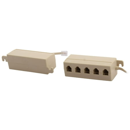 Keystone Phone - Telephone RJ11 6P4C Keystone 1 Male to 5 Female Plug Cable Adapter 2pcs