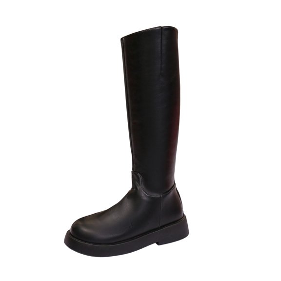 hzomhy Womens Knee High Boots Round Toe Rear Zipper Low Heel for Casual Daily and Fall Winter Wear