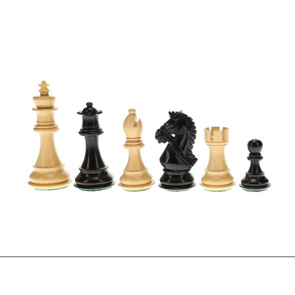 Luxury Staunton Knight Chess Pieces - Ebonized and Boxwood, 4 inch king