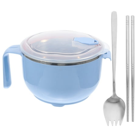 

Bowl Noodle Ramen Bowls Soup Lid Spoon Set Instant Cup Stainless Steel Microwave Japanese Anti Chopsticks Cooker Ceramic