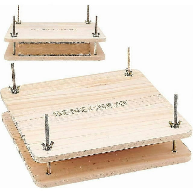 Book Press Bookbinding Wooden Book Press Tool Portable Binding Press Machine with Iron Nut Wing Nuts Gasket for Home School Office Bookbinding Supplie