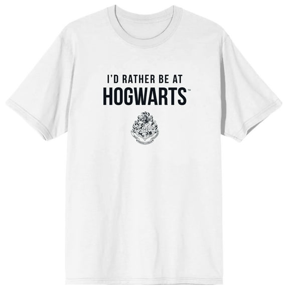 I'd Rather Be at Hogwarts Men's White Graphic Tee-M