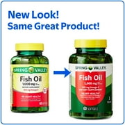 Spring Valley Omega-3 Fish Oil Soft Gels, Heart Health Dietary Supplement, 1000 mg, 60 Count
