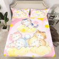 thumbnail image 2 of Homewish Dreamy Cute Cat Twin Sheet Sets for Kids, Kawaii Kitten Animal Twin Fitted Sheet, Cartoon Stars Print Flat Sheet, Luxury Bedroom Decor, 3pcs, 2 of 7
