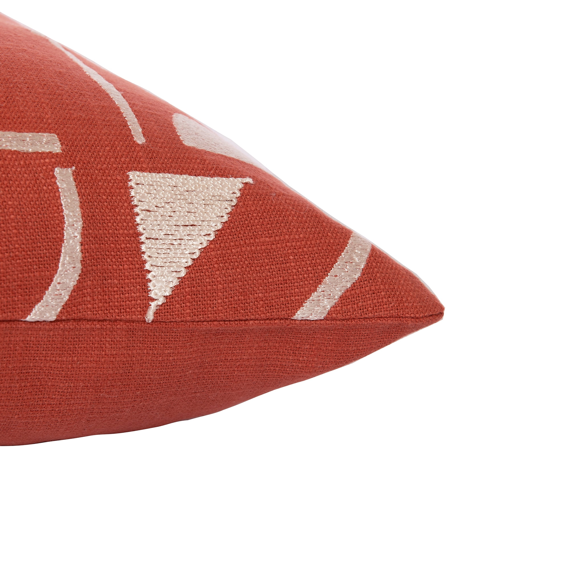 Ox Bay and Stacy Garcia 24" x 24" Orange/Ivory Embroidered Geometric Cotton Blend Adult Decorative Throw Pillow