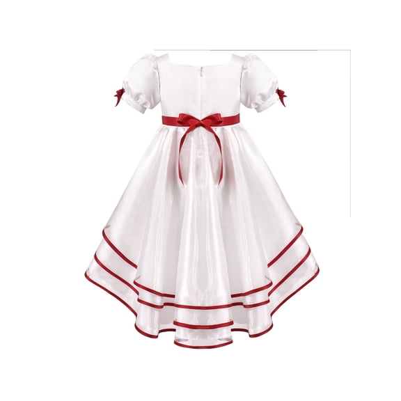 Girls Dress White Halloween Square Collar Layer Skirt Puff Short Sleeve 5 Years