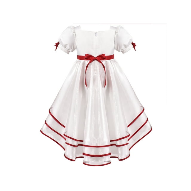 Robe Fille Blanche Halloween Col Carré Jupe Couche Manches Courtes Bouffantes 5 Ans