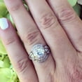 thumbnail image 4 of Silvago Jewel 14K White Gold Plated Wedding Anniversary Ring - 1 Ct Round Cut Lab Created Diamond Ring for Women's - Vintage Wedding Anniversary Ring - Silver Diamond Beautiful Special Occasion Ring, 4 of 9