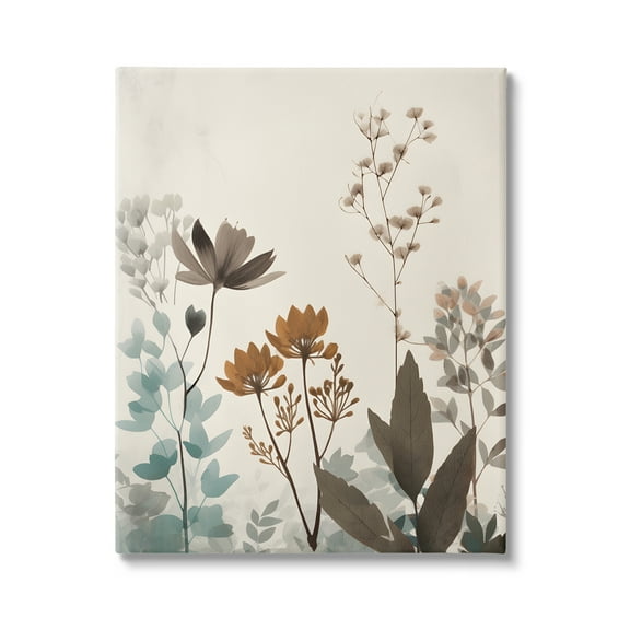 Stupell Industries Soft Beige Botanicals Botanical & Floral Painting Gallery Wrapped Canvas Art Print Wall Art, 36 x 48