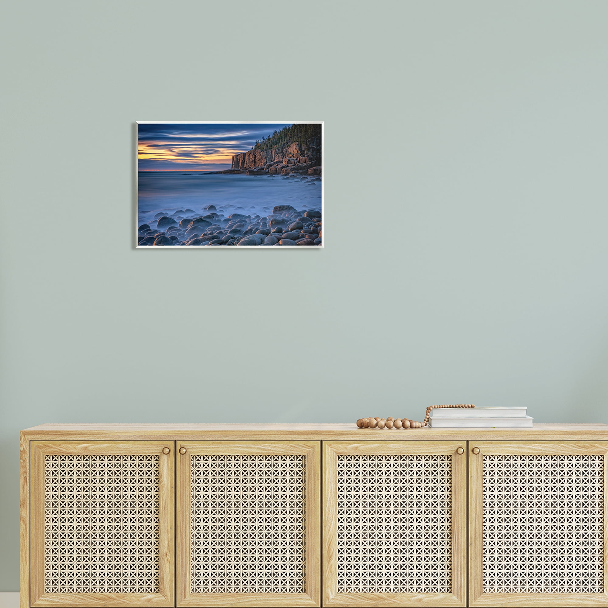 Stupell Foggy Seaside Rocks at Sunset Landscape Photography Wall Plaque Unframed Art Print Wall Art