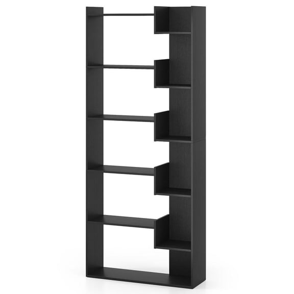 Resenkos 6-Tier Wooden Bookcase with 2 Anti-Tipping Kits - Open Display Shelf, Black