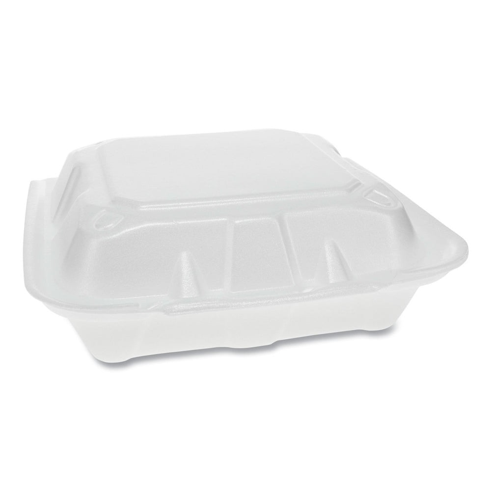 Hefty Supreme Foam 3-Compartment Hinged Lid Containers, Soak-Proof