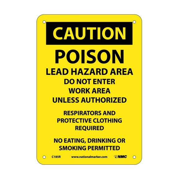 NMC Signs C185R, Poison Lead Hazard Area Do Not Enter Wor Sign, 10 X 7, Rigid Plastic .050