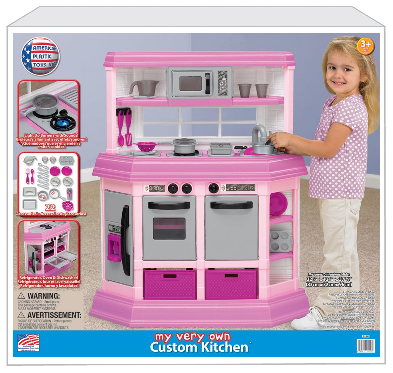 american plastic toys deluxe custom kitchen with 22 accessories