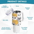 thumbnail image 4 of SKYSONIC 40 oz Gray and White Cats Tumbler with Handle and Straw Lid, Insulated Cup Reusable Stainless Steel Water Bottle Travel Mug, 4 of 7