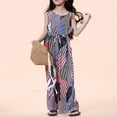 thumbnail image 4 of Rovga Girl Onesies Summer Boho Style Striped Geometric Print Loose Suspender Romper Casual Out For 4 To 9 Years, 4 of 8