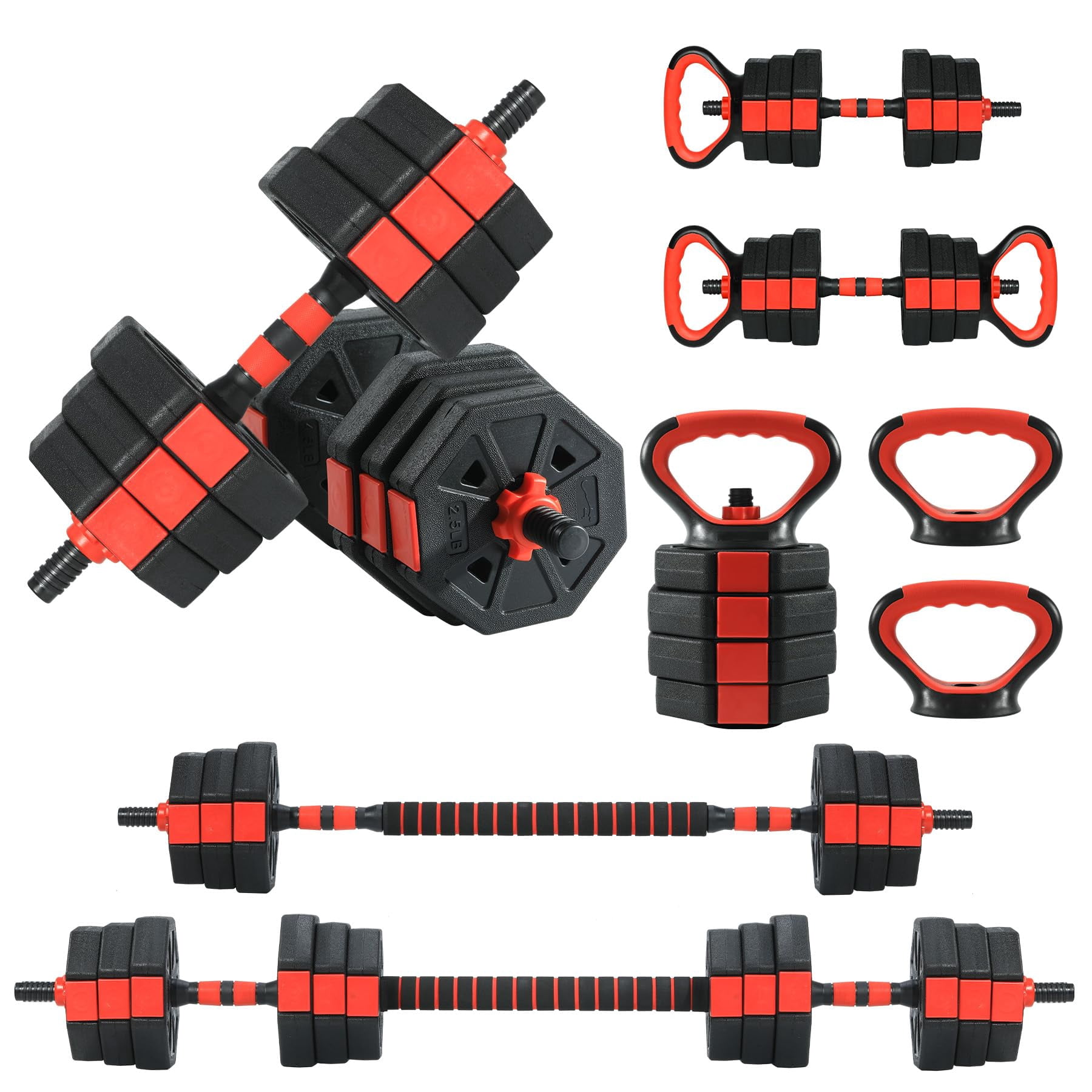 3-In-1 Octagonal Adjustable Dumbbell Set, 88LBSFree Weights Dumbbells with Anti-Slip Handle for Men & Women, Versatile Dumbbells Set of 2 with Connector, Perfect for Home Gym