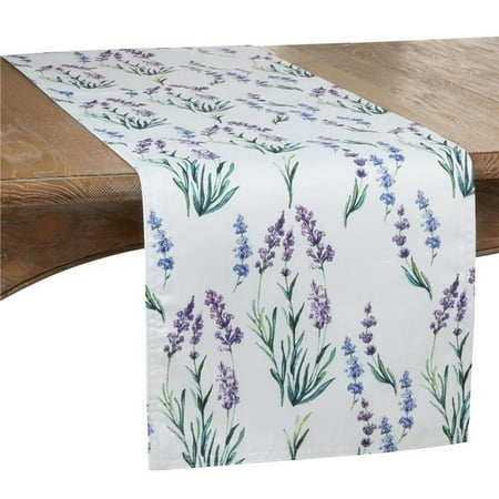 

SARO 16 x 72 in. Oblong Table Runner with Lavender Design