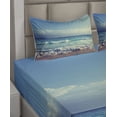 thumbnail image 5 of Ambesonne Tree Fitted & Top Sheet Set with Shams, Ocean Seychelles, Turquoise Sky Blue Umber, 5 of 7