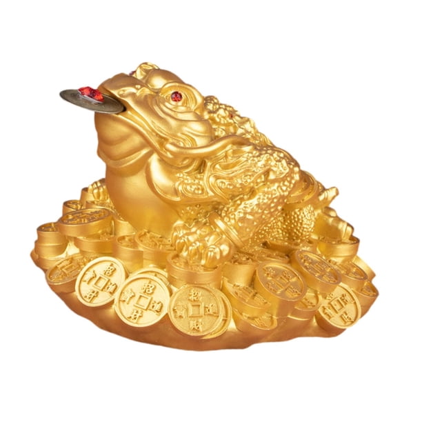 Figura de rana de la riqueza, decoración de escritorio coleccionable decorativa para gabinete de entrada Oro