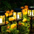 thumbnail image 1 of Linterna solar para colgar al aire libre, paquete de 8 luces solares con efecto de vela con estaca para jardín, patio, césped, patio, paraguas, tienda de campaña, árbol, patio, entrada, col JFHHH pequeña, 1 of 5