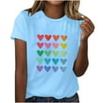 thumbnail image 1 of Diufon Hauts de la Saint-Valentin pour Femmes Décontracté Manches Courtes Col Rond Pull Chemise Imprimé Graphique Mignon Tendance, 1 of 5