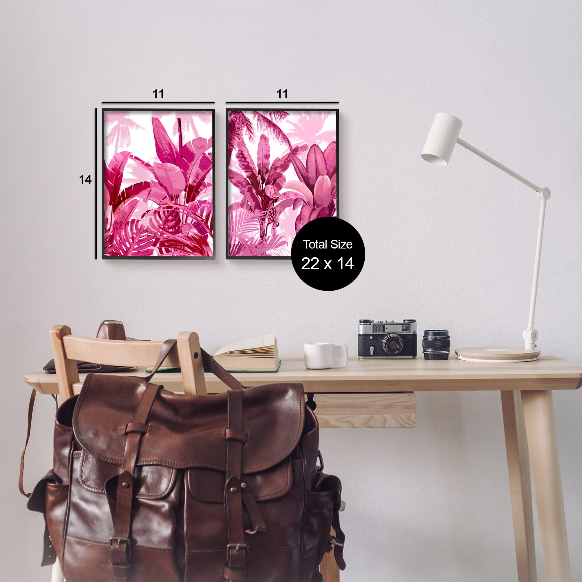 Stupell Industries Pink Palm Tree Leaves Botanical & Floral Painting Black Framed Art Print Wall Art, 11 x 14