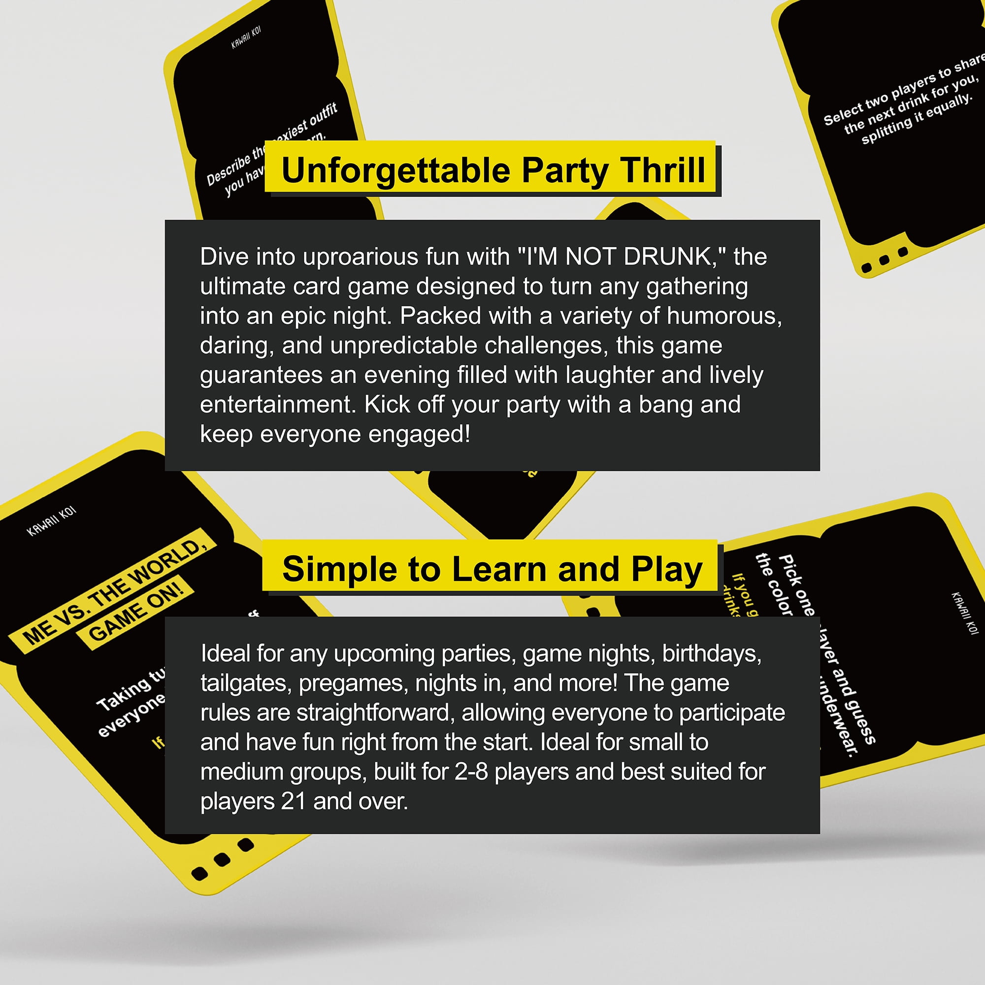 I'M NOT DRUNK Party Drinking Game for Adults, 55 Cards, Funny Game for Game Night, 21st Birthday and Bachelorette Gift