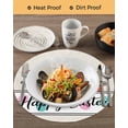 thumbnail image 3 of 15 Inch Round Placemats Set of 4, Spring Easter Non Slip Heat Insulation PP Table Mats, Colorful Gnomes Rabbits Eggs Flowers Love Beige Washable Place Mats for Kitchen Dining Party Table Decor, 3 of 7