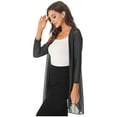 thumbnail image 4 of vastwit Womens Long Open Front Cardigan 3/4 Sleeve Solid Chiffon Coat Jacket Lightweight Outwear Black XXL, 4 of 7