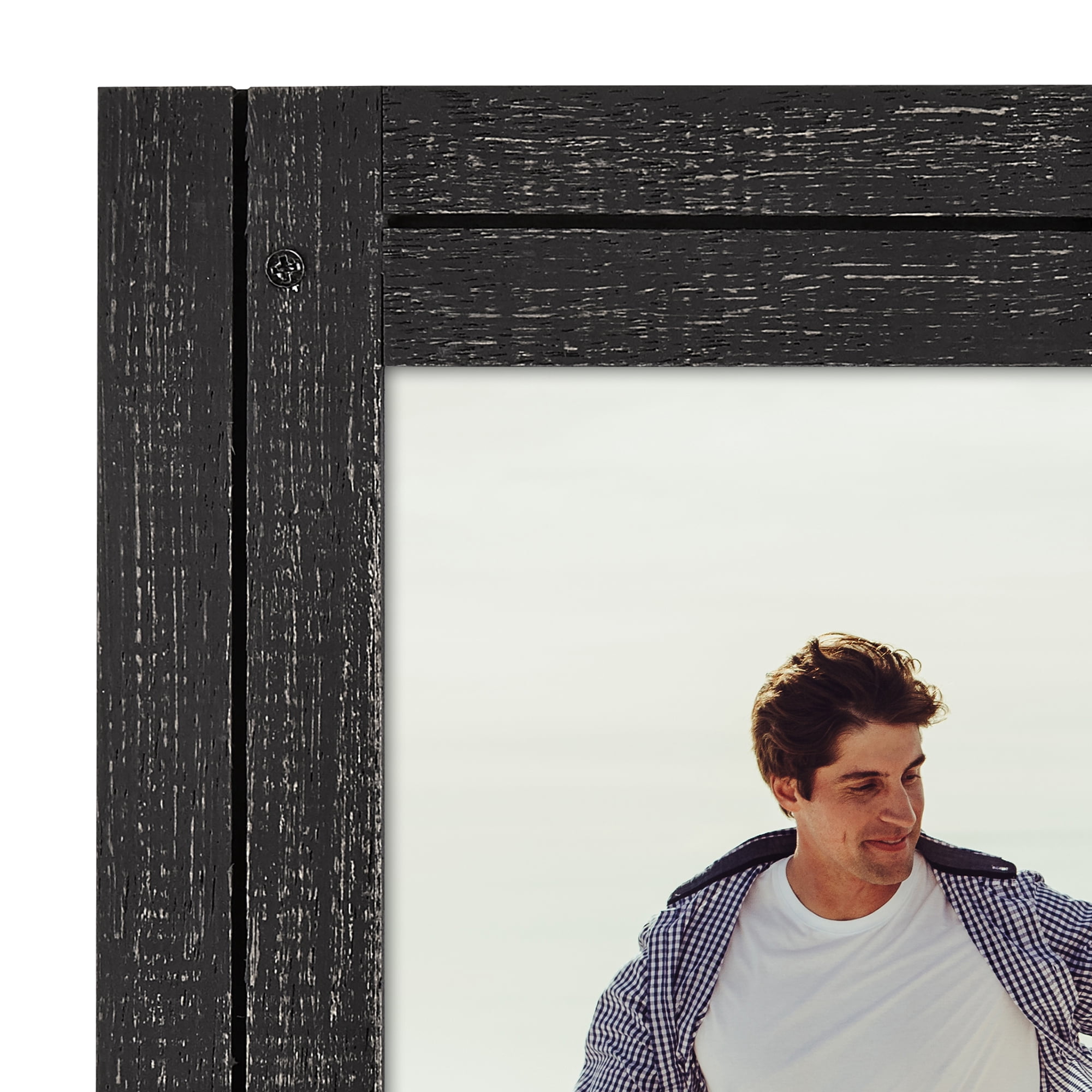 Americanflat 16x20 Picture Frame with Polished Plexiglass Hampton Collection Distressed Wall - Charcoal Black