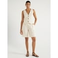 thumbnail image 2 of Scoop Women's and Women's Plus Linen Blend V-Neck Button Vest, Sizes XS-4X, 2 of 5