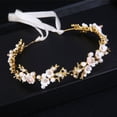 thumbnail image 4 of Nvzi Horquillas para el pelo de boda con flores para novias, peinetas con perlas de cristal, pinzas para el pelo, tocado, accesorios para el pelo de boda dorados, joyas - doradas, 4 of 5