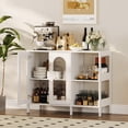 thumbnail image 4 of GloryStar Buffet Bahut, Armoire de Rangement Moderne en Verre à Arche avec Tablettes Ajustables, Meuble d'Organisation Multifonction de 39,4 Pouces pour Salle de Bain, Entrée, Portes en Verre Trempé et Poignées Dorées, 4 of 7