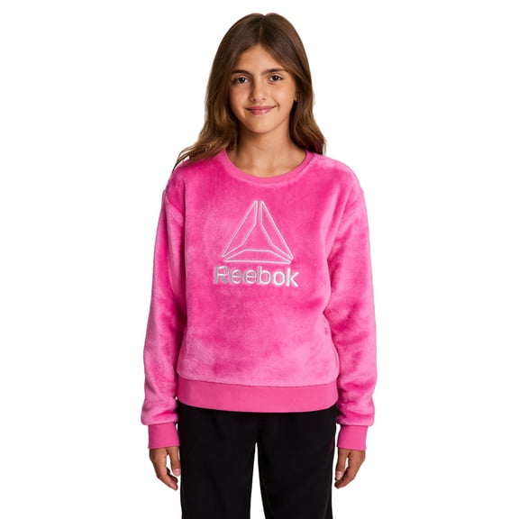 Reebok Girl’s Athletic Luxe Plush Crewneck Sweatshirt, Sizes 4–18