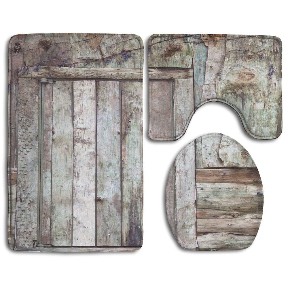 GOHAO Barn Country Cabin Theme Rural Mystic 3 Piece Bathroom Rugs Set Bath Rug Contour Mat and Toilet Lid Cover