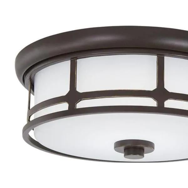 Hampton Bay Portland Court 14 in. 1-Light Oil Rubbed Bronze with Gold Highlights LED Flush Mount