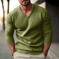 thumbnail image 2 of Sweaters for Men, Mens V Neck Sweater Slim Fit Comfortably Knitted Long Sleeve Casual Business Pullover Dress Sweater Fluorescent Green 3XL, 2 of 4