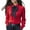 Red, variant on Women's Bow Tie Overlay Blouse, Front Ruffle Placket Button Down Shirt, 2025 Fall Solid Color Top, Elegant Long Sleeve Office Wear, Soft Polyester Blend Black L