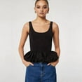 thumbnail image 5 of Women'S Ruffle Bubble Hem Tank Top Scoop Neck Backless Sleeveless Patchwork Peplum Top Going Out Babydoll Shirts, 5 of 7