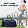 thumbnail image 5 of White Petate, petate deportivo para gimnasio con bolsillo mojado y compartimento para zapatos, bolsa de viaje para fin de semana, 5 of 5