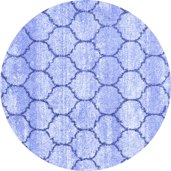 Ahgly Company Indoor Round Trellis Blue Modern Area Rugs, 8' Round