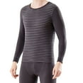 thumbnail image 4 of Mens Striped Thermal Underwear Big & Tall Cotton Long Johns 2 Piece Sets Soft Cozy Tops Legging Pants Base Layers Gray, L, 4 of 4